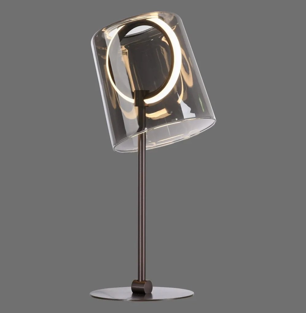 Veioza moderna LED 2700K, sticla, maro fumuriu, Zula