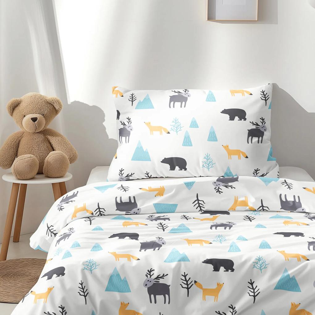 Goldea lenjerie de pat pentru copii din 100% bumbac - animale polare pictate 140 x 200 și 70 x 90 cm