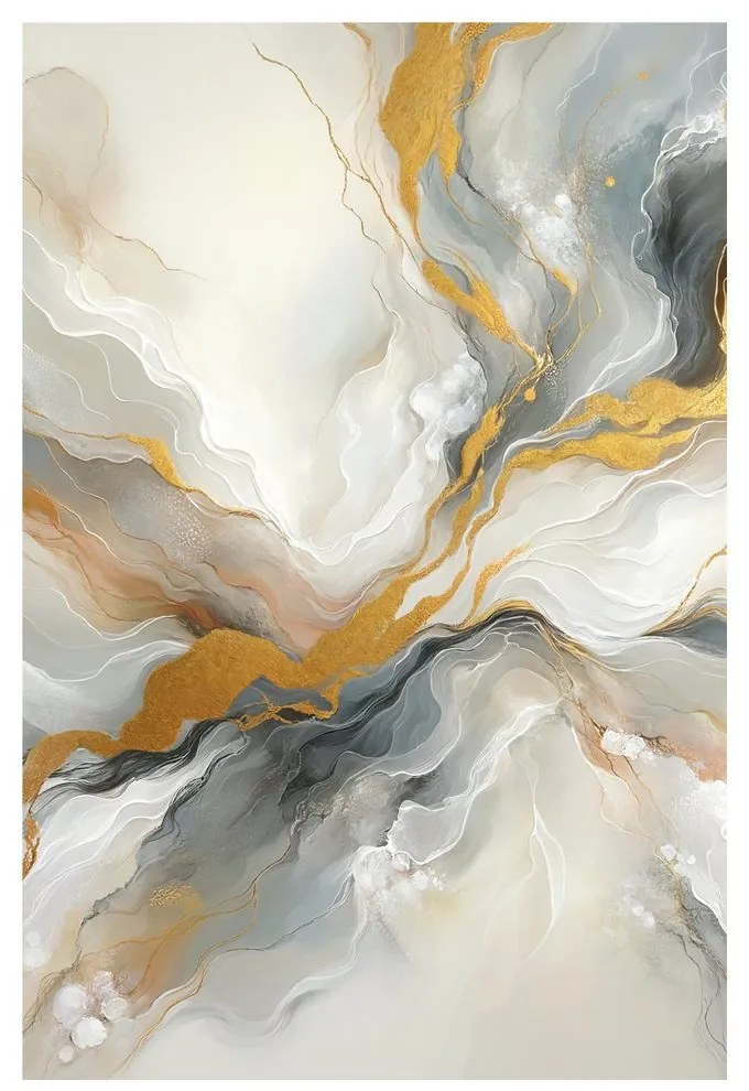 Tablou abstract linii aurii