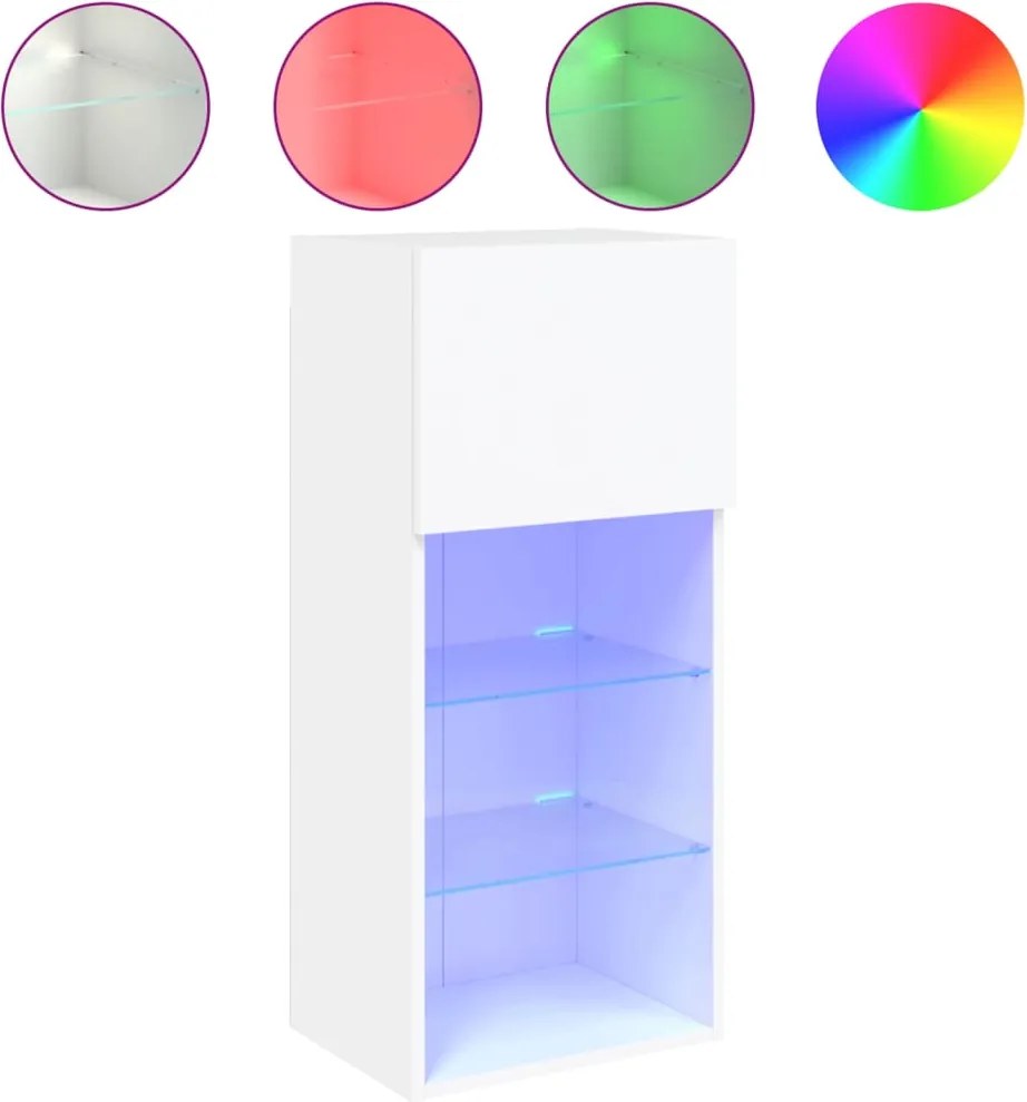 vidaXL Comodă TV cu lumini LED, alb, 40,5x30x90 cm