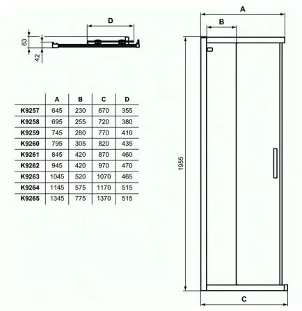 Usa glisanta cu segment fix 90 cm Ideal Standard Connect 2