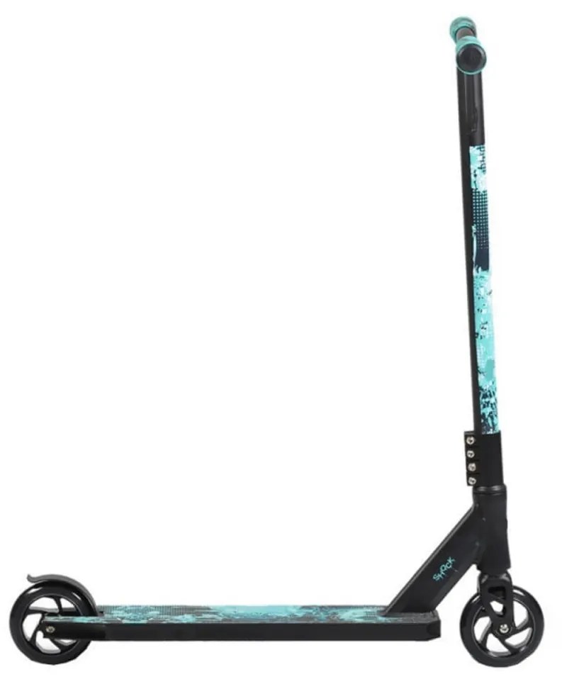 Trotineta Freestyle NOVOKIDS™ Shock Stunter, maxim 100 kg, Frana picior, Cadru si roti aluminiu, Diametru roata 110 mm, Turquoise