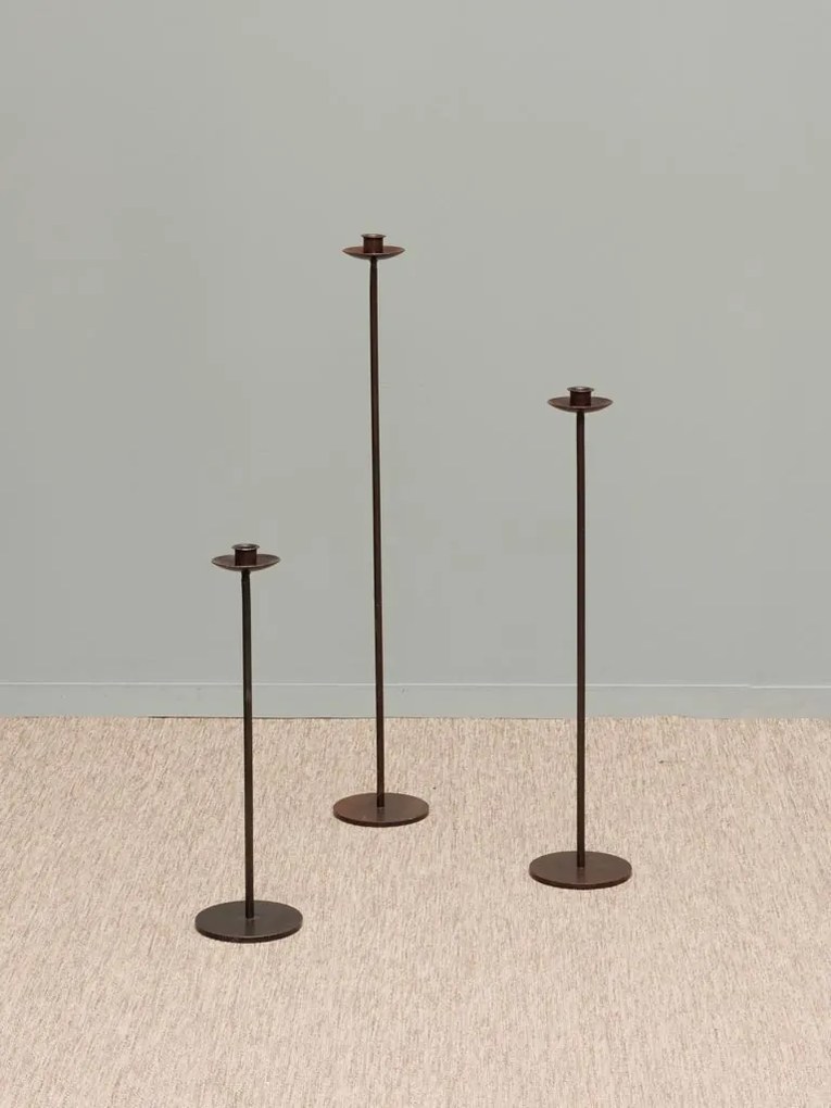 Set 3 suporturi de lumanari, din metal, H76 cm, Minas
