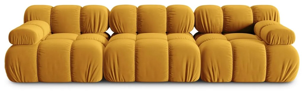 Canapea modulara Bellis cu 3 locuri si tapiterie din catifea, galben