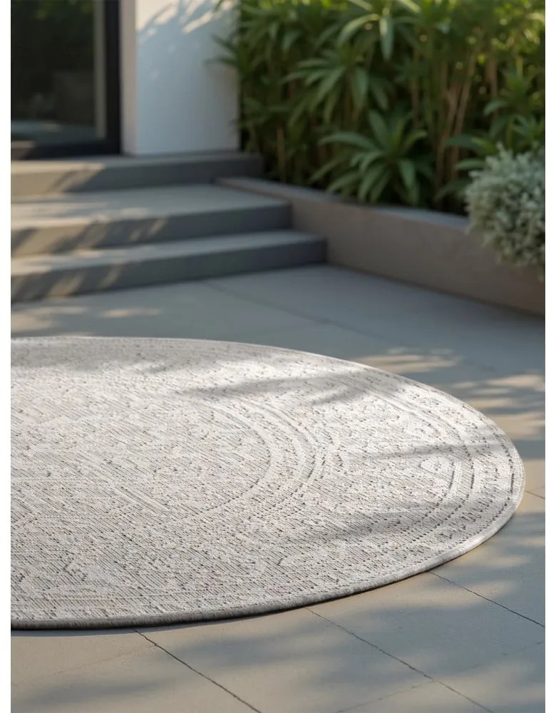 Covor pentru exterior și interior gri/fildeș rotund ø 160 cm Duet Kona – NORTHRUGS