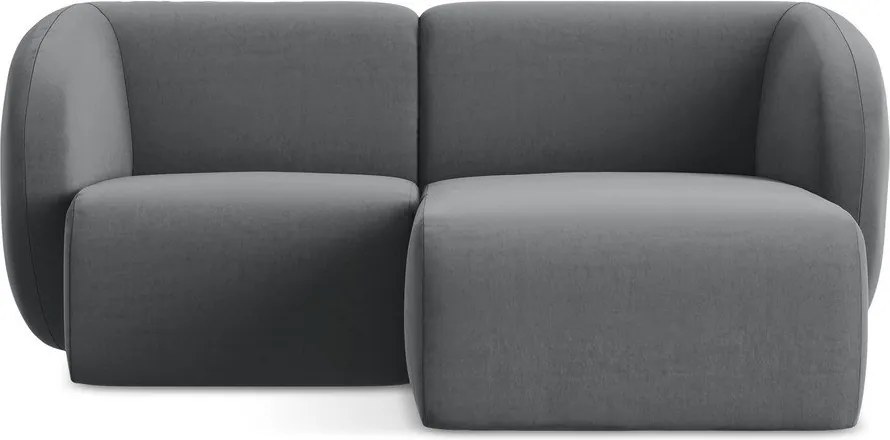 Colțar gri cu tapițerie din catifea (cu colț pe partea dreaptă/cu șezlong) Lani – Makamii