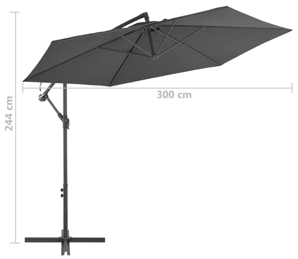 Umbrela suspendata cu stalp din aluminiu, 300 cm, antracit Antracit