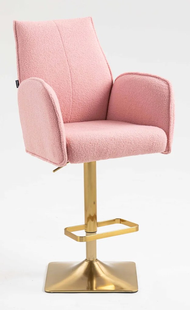 HR280KW Scaun Roz Pudra Boucle cu Bază Aurie