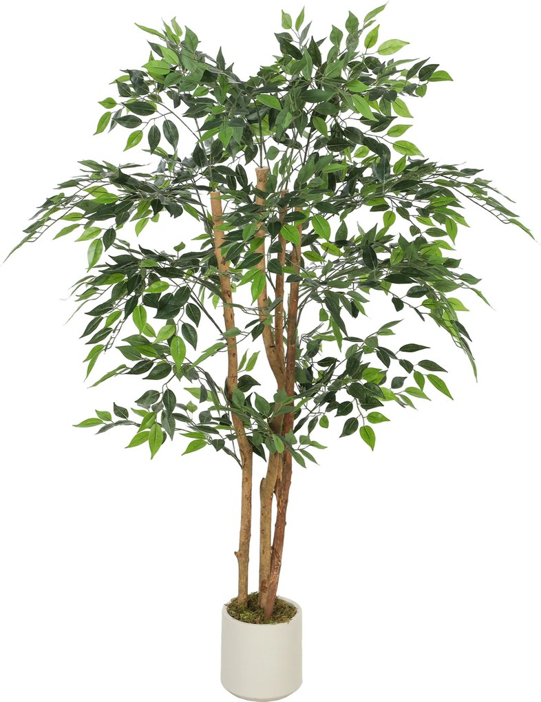 HOMCOM Plantă artificială de interior 150 cm banian copac artificial, ghiveci din plastic și trunchi din lemn masiv, verde | Aosom Romania