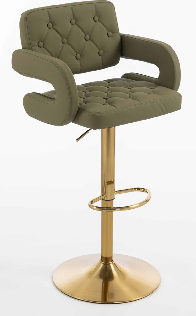 HR8403W Scaun Khaki Piele Ecologica Premium Soft cu Bază Aurie