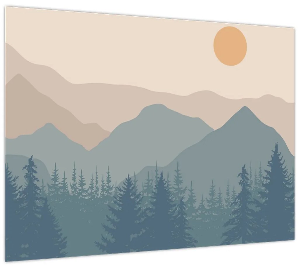 Tablou pe sticlă - Munții Turcoaz N⁰1 (70x50 cm)