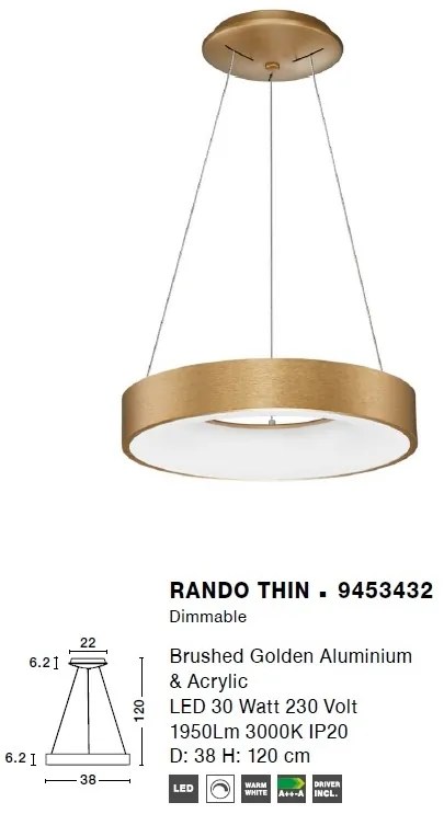 Lustra LED design modern circular RANDO THIN aurie 3000K NVL-9453432