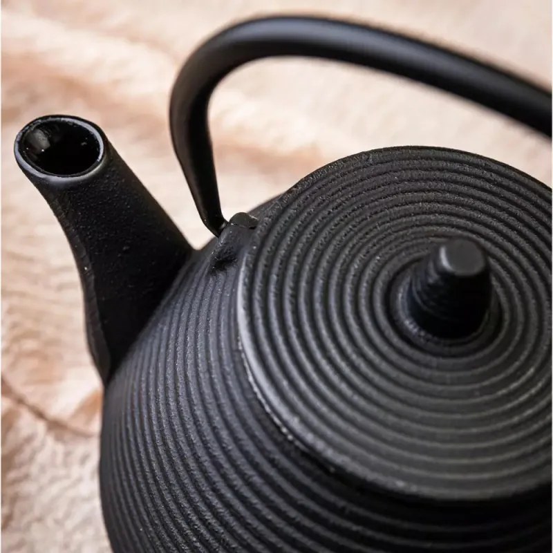 La mâna a doua: Ceainic din fonta cu 2 cani Kinghoff KH 1846, 1 L, Filtru, Inductie, Negru