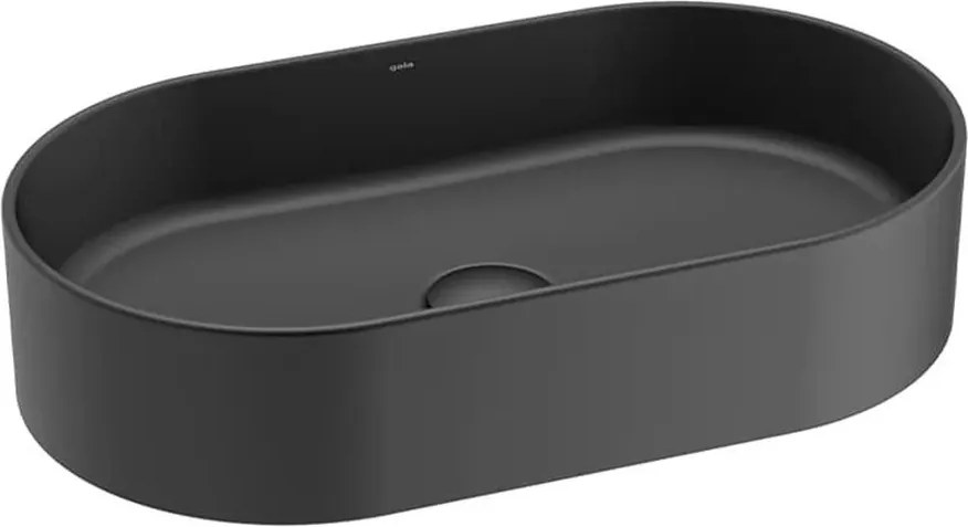 Lavoar pe blat Gala Kemet finisaj negru mat 53x31 cm ovala cu ventil Click-Clack