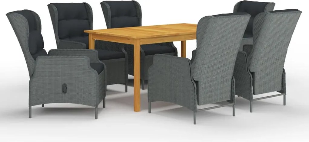 vidaXL Set mobilier de grădină, 7 piese, gri deschis