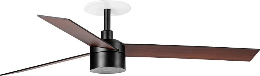 Lustra LED cu Ventilator incastrabil tavan cu telecomanda RUDDER TEK 3 L negru/nuc 2700K