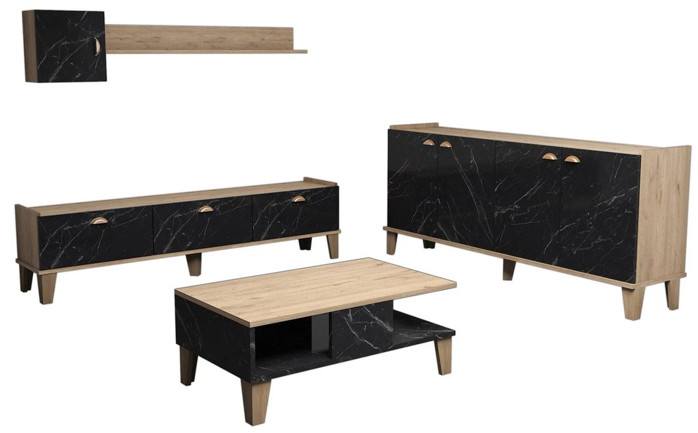 Mobilier living Sommer 2 (Stejar + marmură). 1088213