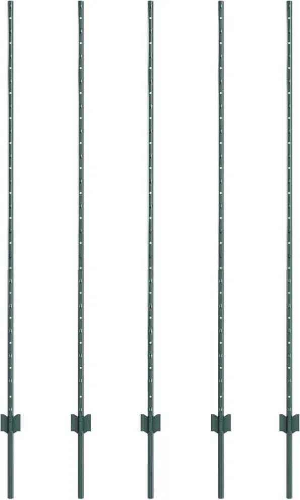 vidaXL Stâlp de gard. 5 pcs Verde 160 cm Oțel