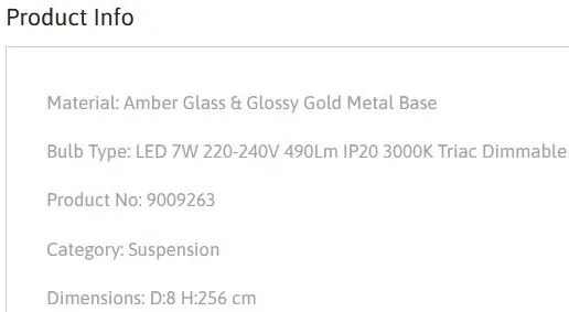 Pendul modern LED, Metal, Auriu, Sticla, Amber, Norma