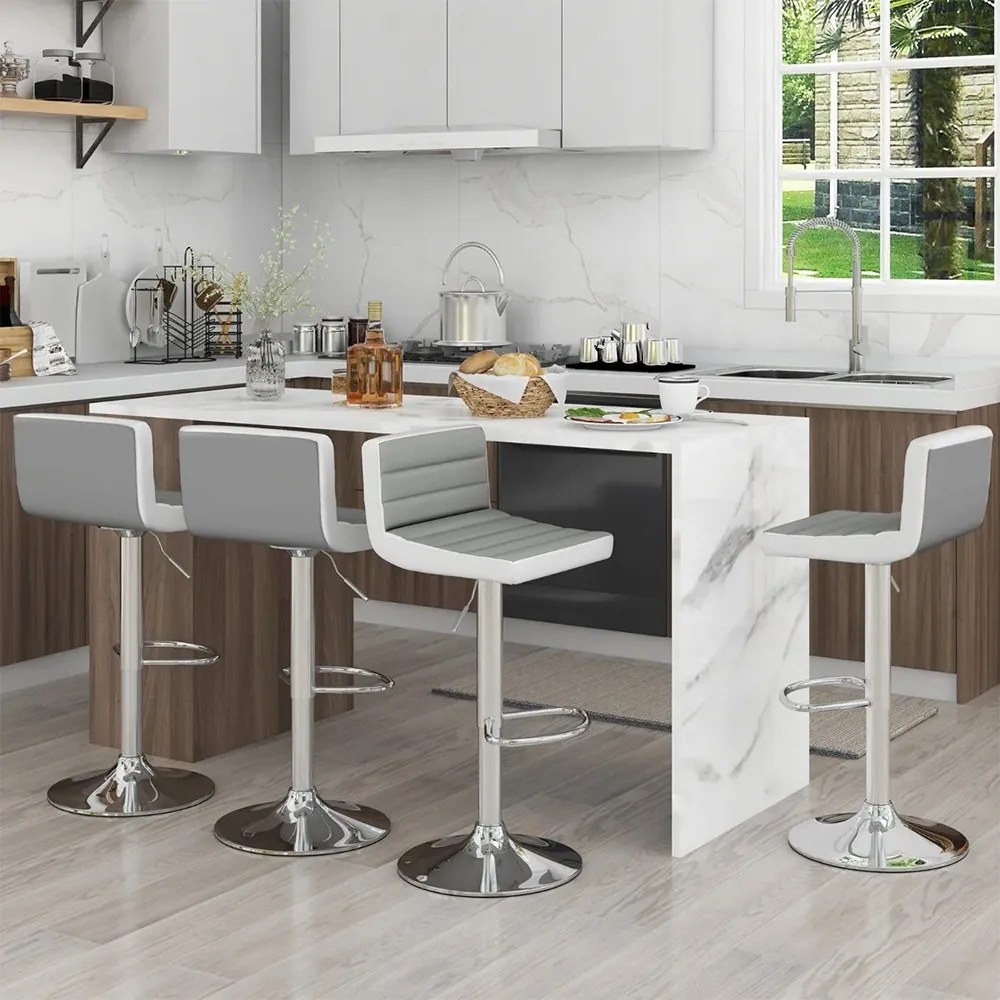 Set 2 scaune de bar reglabile, rotative, gri