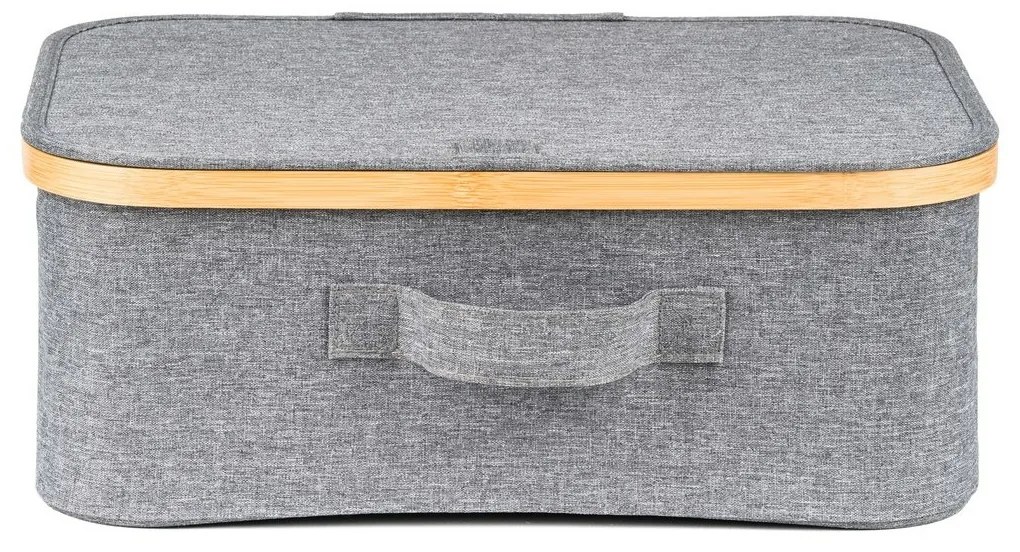 Cutie de depozitare G21 40 x 30 x 15 cm, dinbambus cu capac, gri