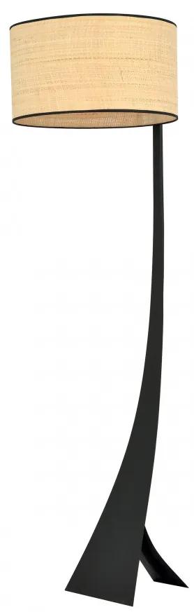 Lampadar modern negru cu abajur din ratan Estrella