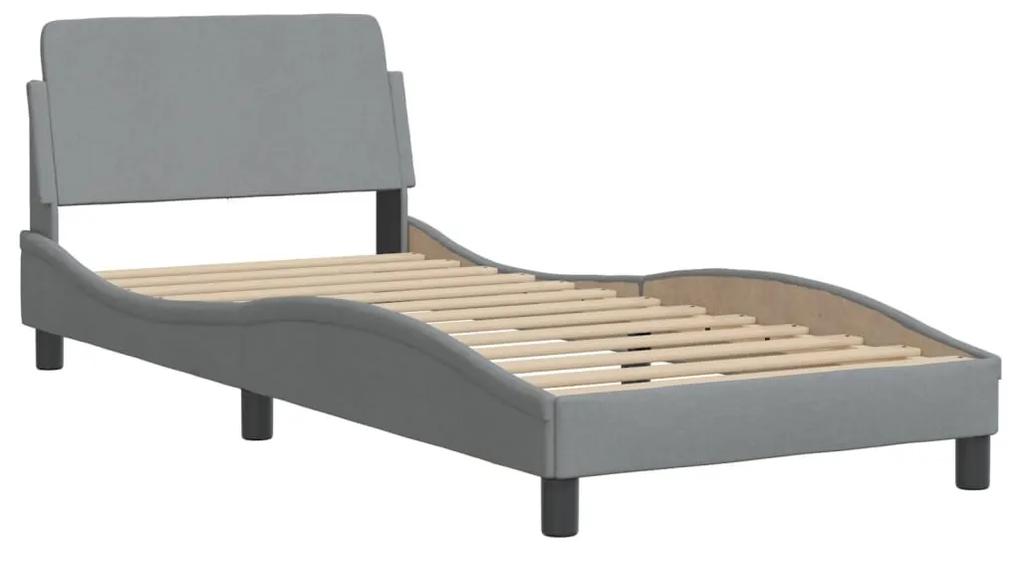 373085 vidaXL Cadru de pat cu tăblie, gri deschis, 90x190 cm, textil