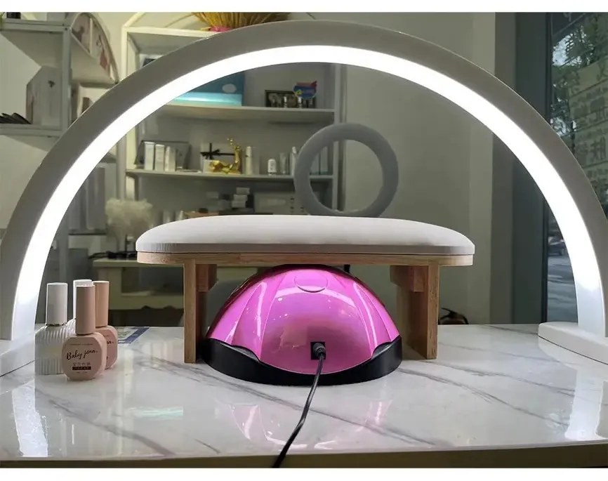 Lampa cu banda led, 30 inch, semiluna, moonlight, pentru salon manichiura - alba - Mdey Light