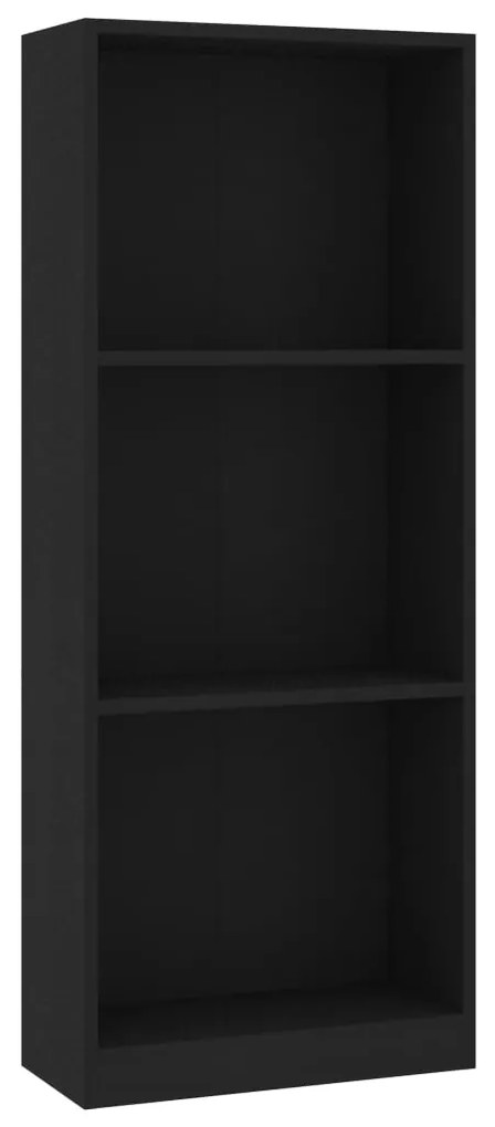800829 vidaXL Bibliotecă cu 3 rafturi, negru, 40x24x108 cm, PAL
