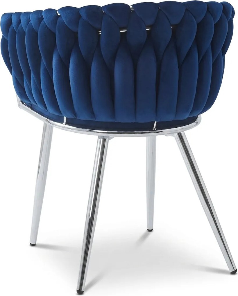 Fotoliu de dining din catifea ORION VELVET cu picioare argintii, albastru inchis