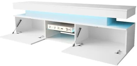 Dulap TV Lesteralo 2D 190 (Negru + lucios negru) (cu iluminat LED albastru). 1106178