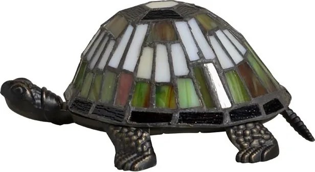 Lampa de masa in forma de broasca testoasa din metal, cu abajur din sticla vitrata , "Turtle"
