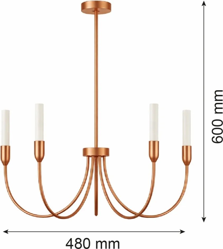 Candelabru cu 5 brate AUGUSTINE cupru/alb
