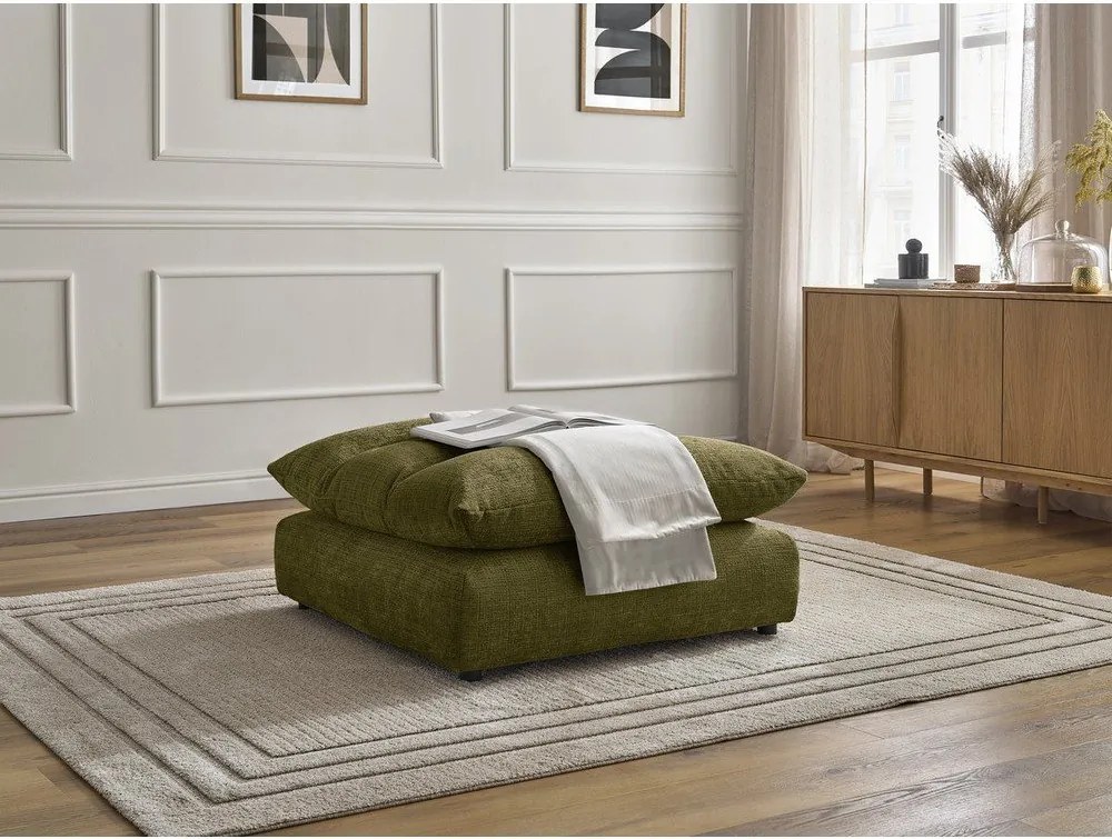 Taburet verde cu tapițerie din chenille Neil – Bobochic Paris