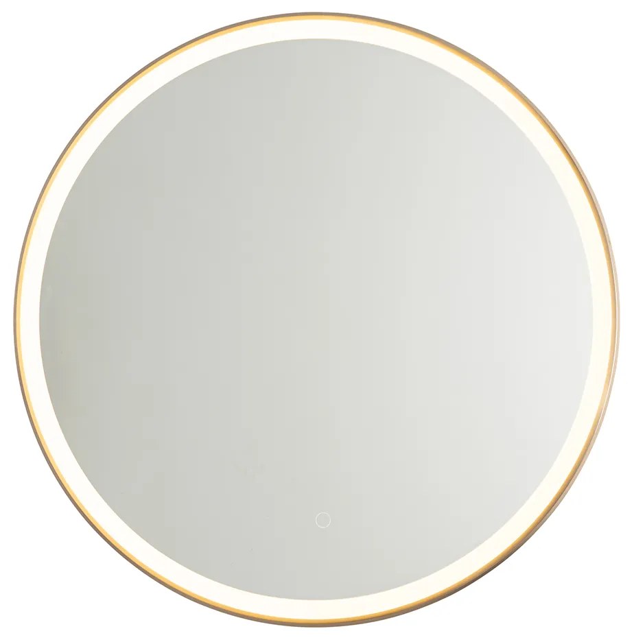 Oglindă de baie aur roz 70 cm, inclusiv LED, cu 3 trepte de intensitate reglabilă, cu atingere rotundă - Miral