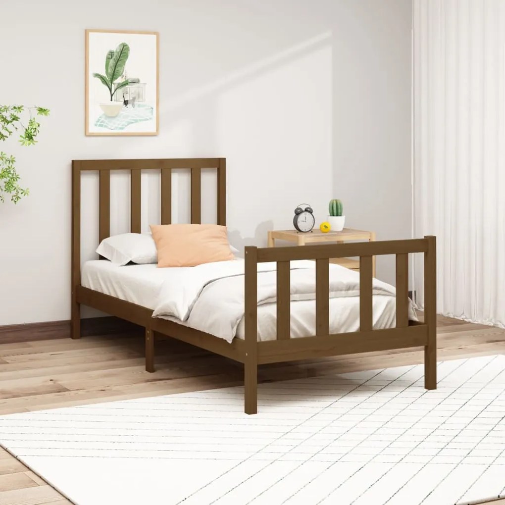 3106691 vidaXL Cadru de pat, maro miere, 90x200 cm, lemn masiv de pin