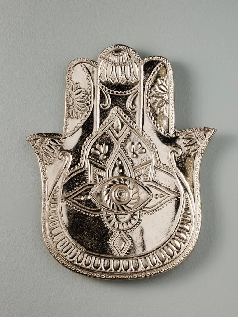 Tava argintie din aluminiu Hamsa
