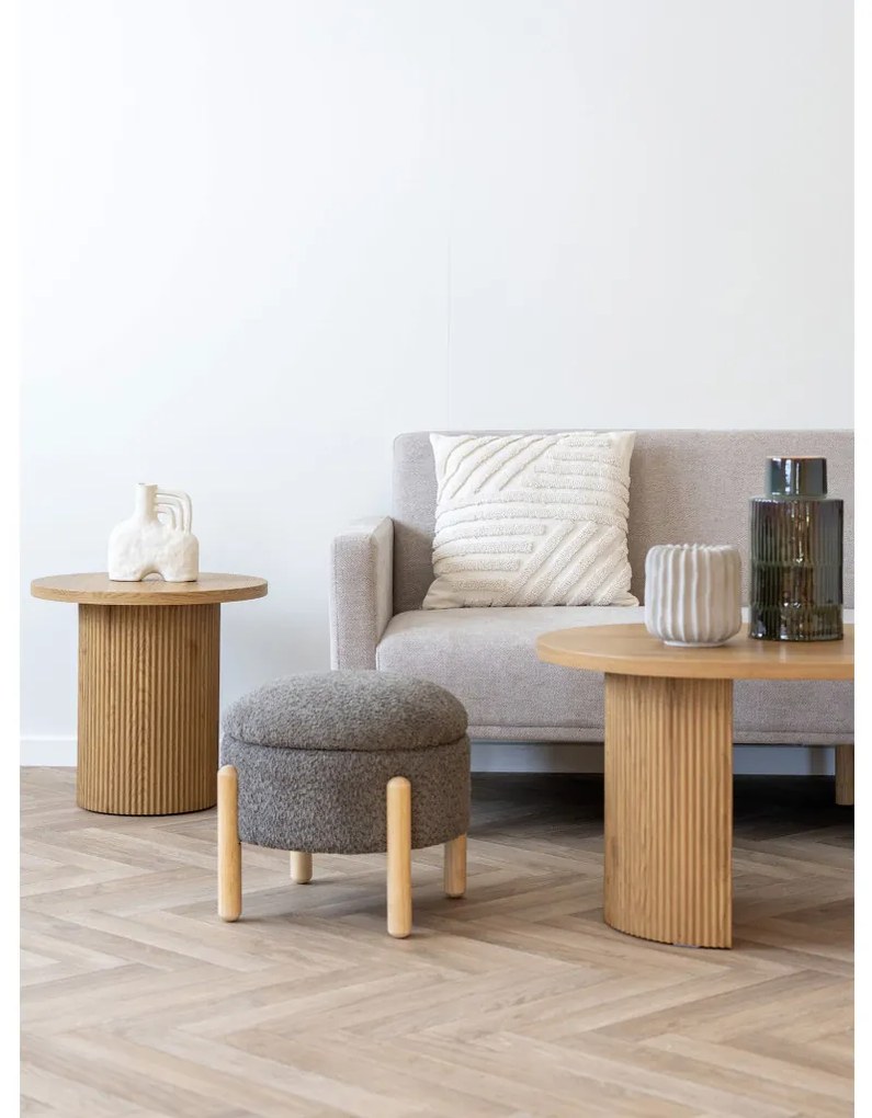 Medas puf cu depozitare, bouclé, maro, natural