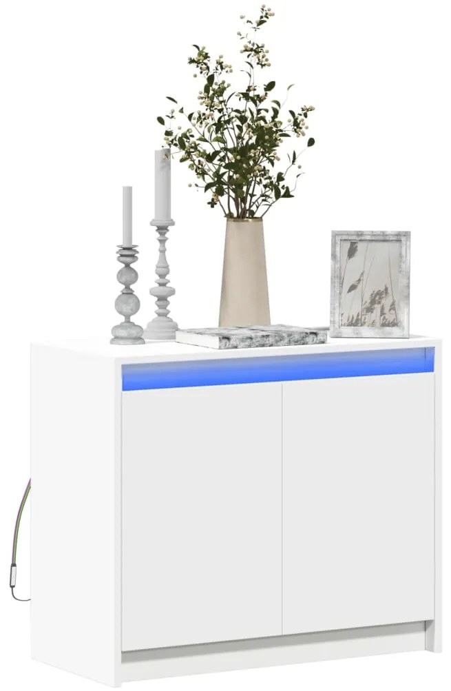 vidaXL Dulap cu LED, alb, 72x34x61 cm, lemn prelucrat