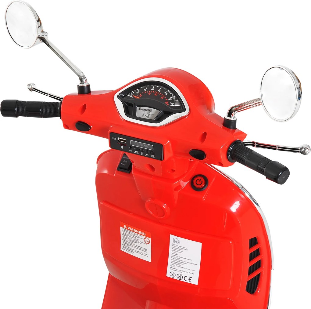 HOMCOM Motocicletă Electrică pentru Copii, 6V cu Muzică, Lumini și Sunete, 102x50,5x75,5 cm, Roșu | Aosom Romania