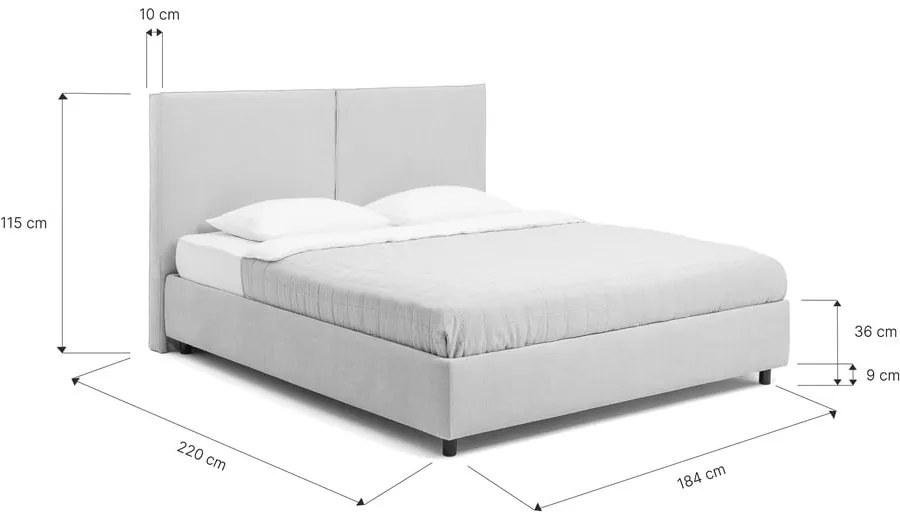 Pat matrimonial gri tapițat cu spațiu de depozitare cu somieră 180x200 cm Myra Bold – Bonami Selection