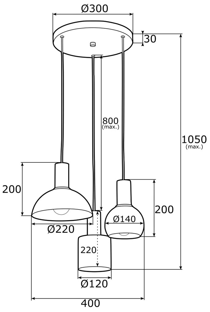 Lustra cu 3 pendule design minimalist SINES blue