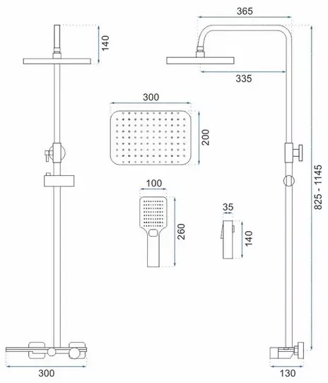 Coloana de dus cu termostat Rea Helix negru mat plus dus igienic