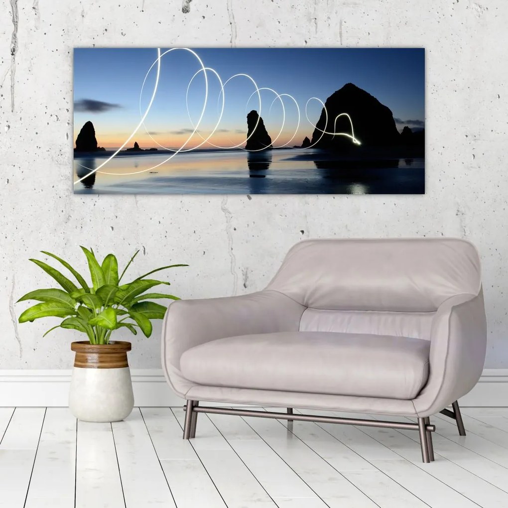Tabloul - plaja în apus de soare (120x50 cm)