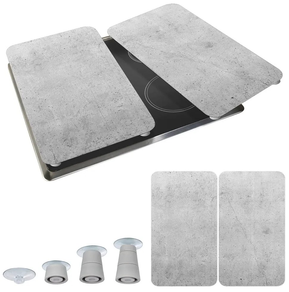 Set 2 protecții din sticlă pentru aragaz Wenko Universal, gri