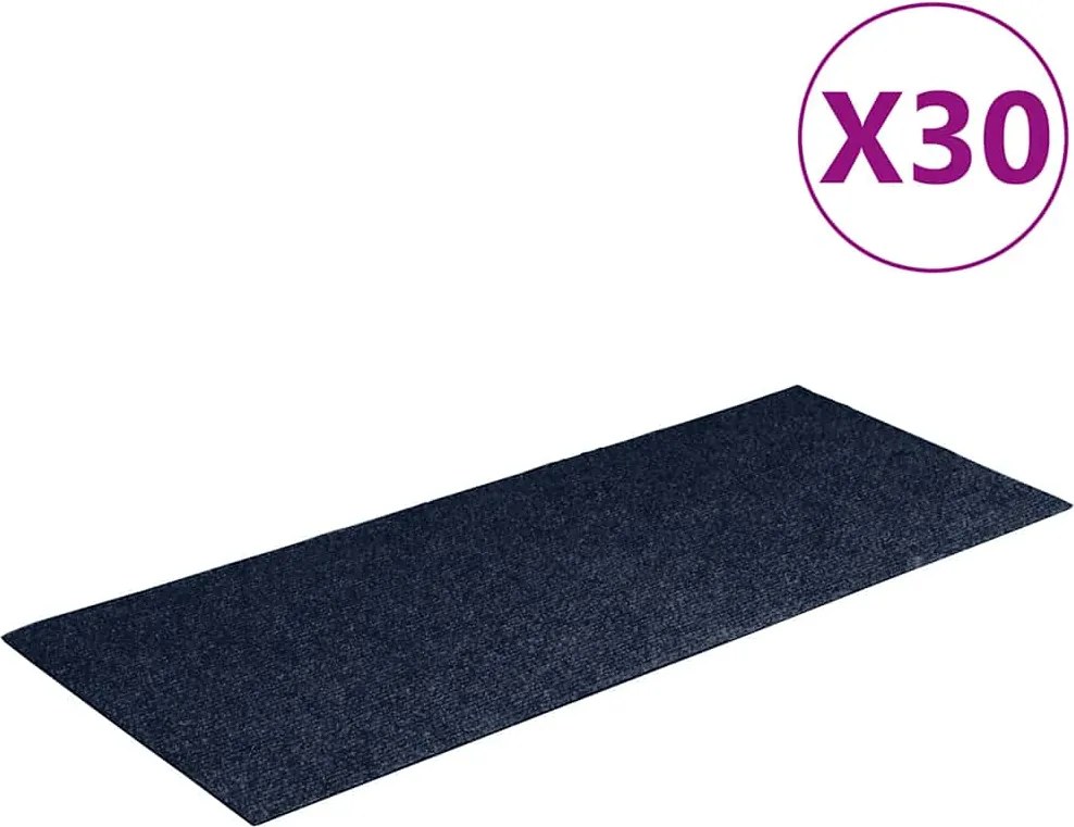 vidaXL Covorașe autoadezive pentru scări, 30 buc., 60x25 cm, dreptunghiulare, bleumarin