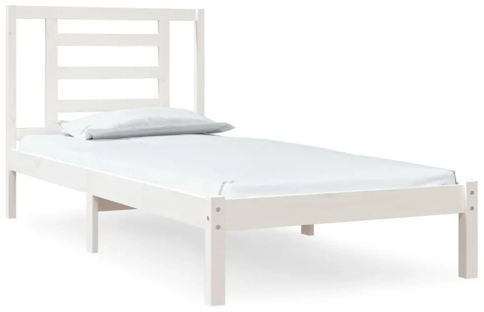 3104314 vidaXL Cadru de pat single, alb, 90x190 cm, lemn masiv de pin