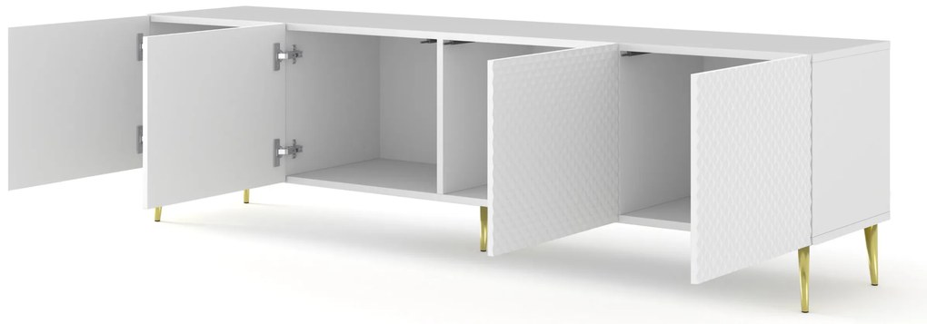 Masă TV C 4D 200 Rowanna (alb lucios + Auriu). 1125042
