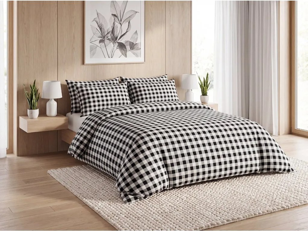 Lenjerie de pat din bumbac NORDIC CHECK gri inchis Dimensiune lenjerie de pat: 70 x 90 cm | 140 x 200 cm