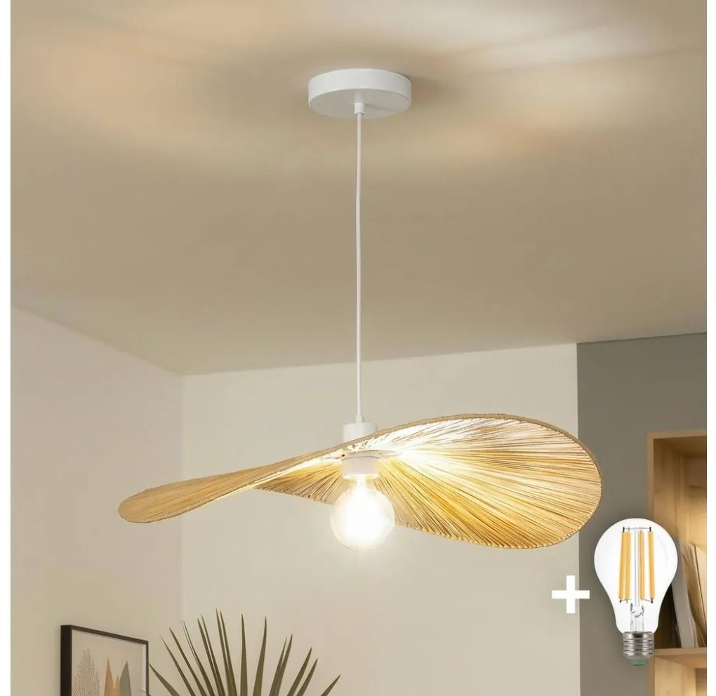 Brilagi - Lustră LED suspendată pe cablu CERIA BOHO, 1xE27/40W/230V, diam. 60 cm, rafie